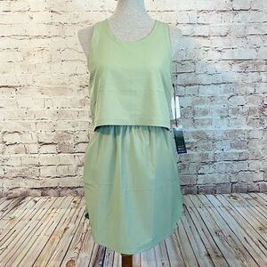 Kyodan Active Womens Sleeveless Dress Layered Zip Side Pocket Green Size Small